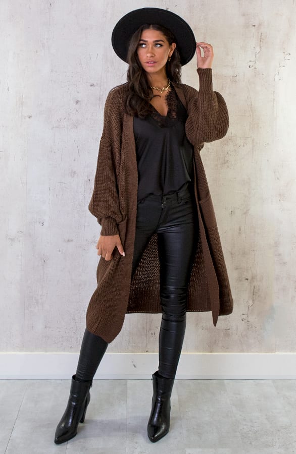 Gebreid Vest Met Zakken Choco – shoparchief, foto 1