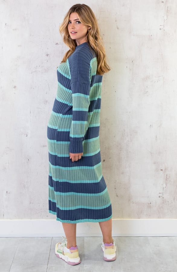 Gebreide Strepen Jurk Blauw – shoparchief, foto 5