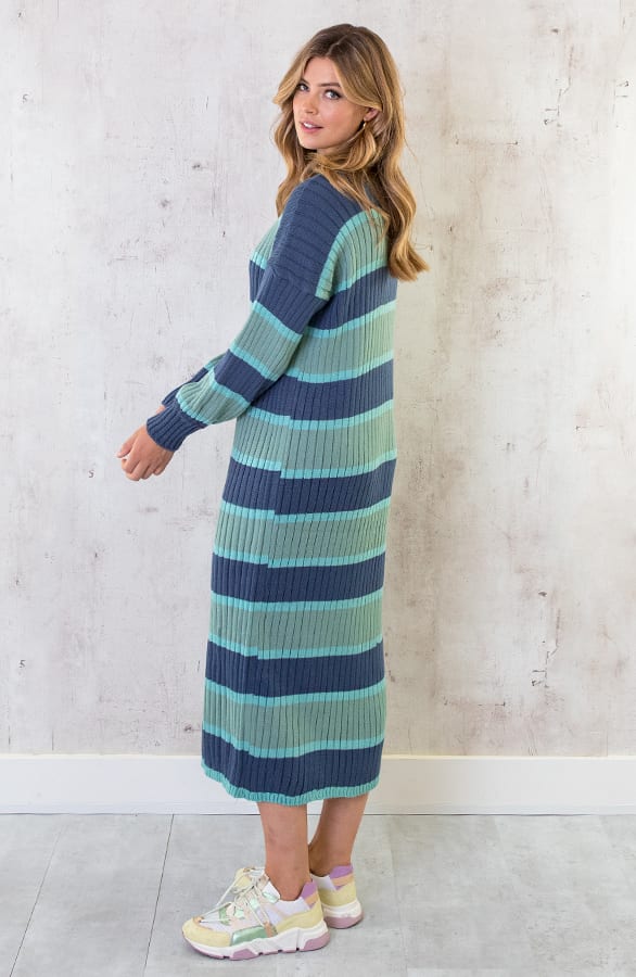 Gebreide Strepen Jurk Blauw – shoparchief, foto 4