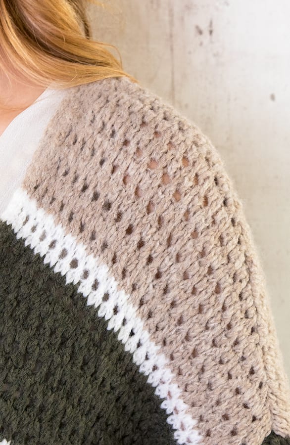 Gehaakt Midi Strepen Vest Beige Army – shoparchief, foto 5