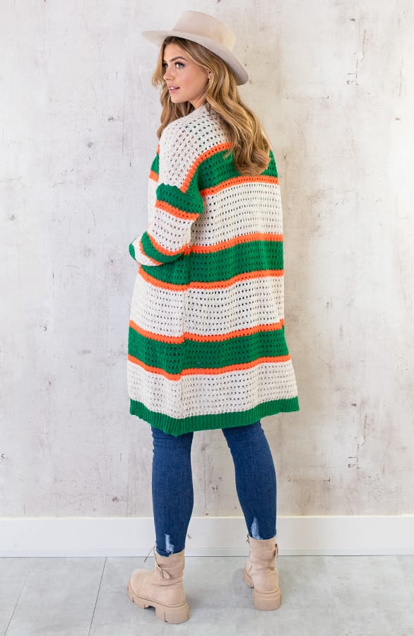 Gehaakt Midi Strepen Vest Groen Oranje – shoparchief, foto 7