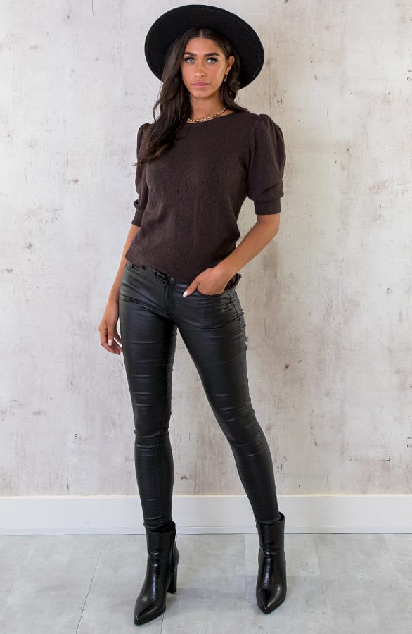 Hartjes Knitted Pofmouwen Top Choco – shoparchief, foto 11
