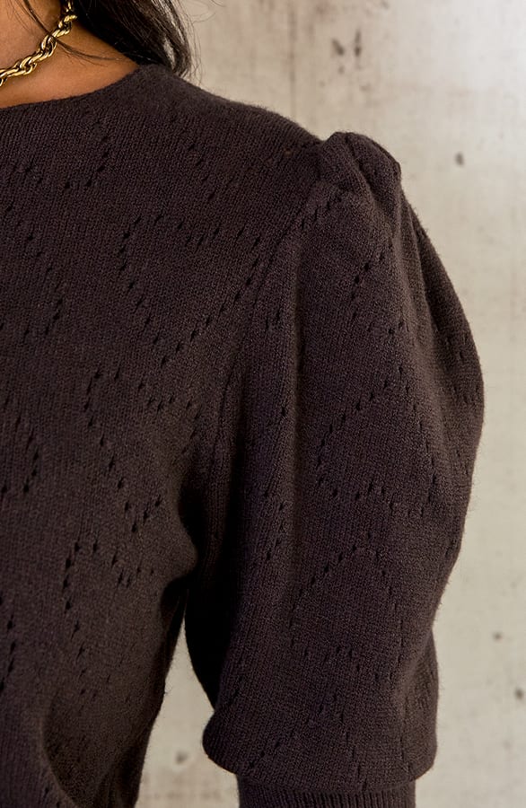 Hartjes Knitted Pofmouwen Top Choco – shoparchief, foto 10