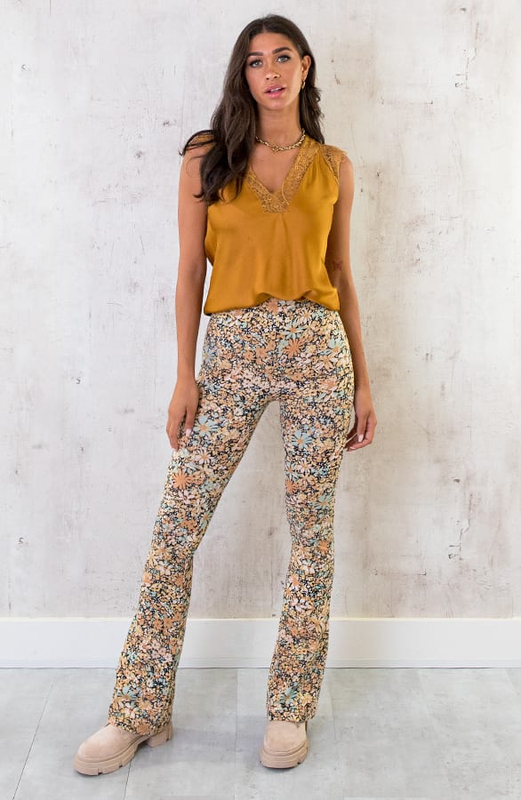 Kanten Silk Top Oker – shoparchief, foto 6