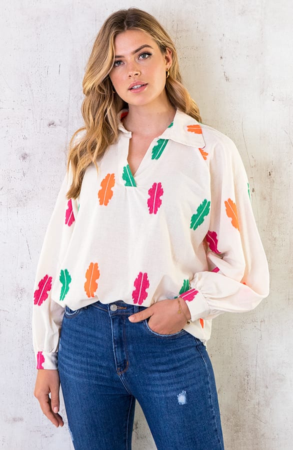 Katoenen Feather Blouse Neon – shoparchief, foto 1