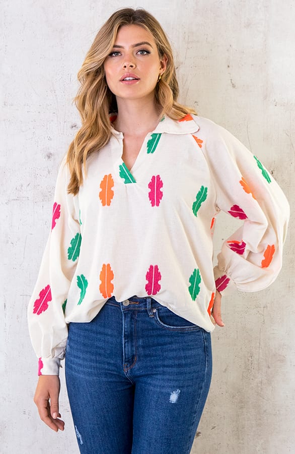 Katoenen Feather Blouse Neon – shoparchief, foto 2