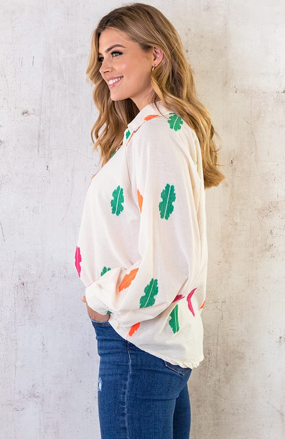 Katoenen Feather Blouse Neon – shoparchief, foto 3