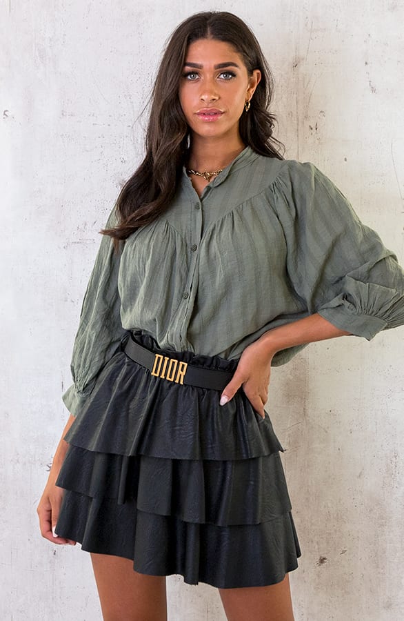 Katoenen Knopen Blouse Army – shoparchief, foto 1