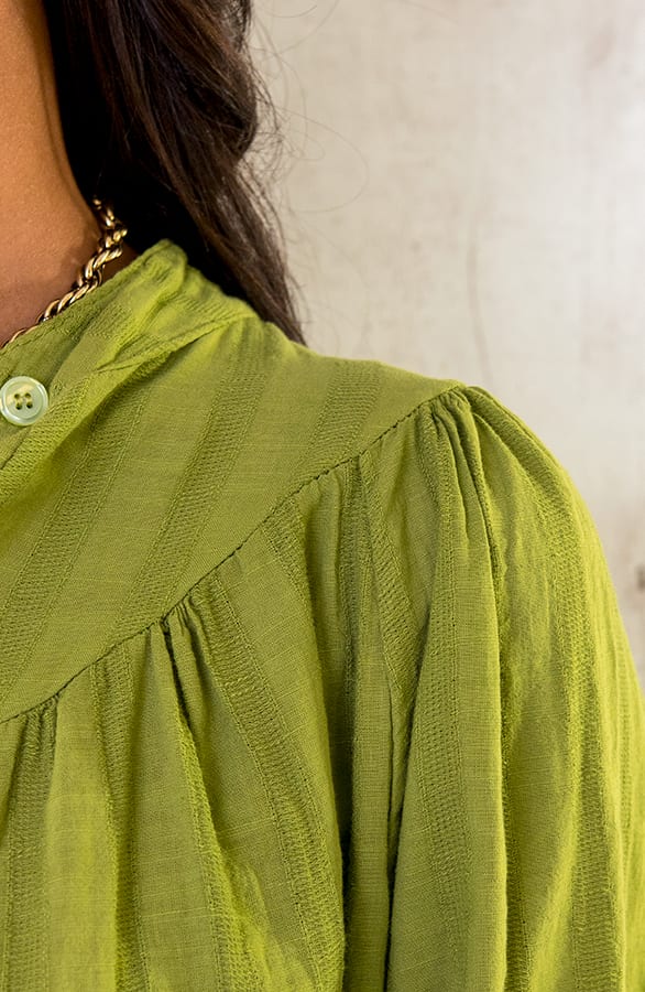 Katoenen Knopen Blouse Olive – shoparchief, foto 5