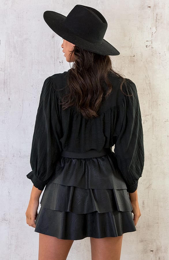 Katoenen Knopen Blouse Zwart – shoparchief, foto 5