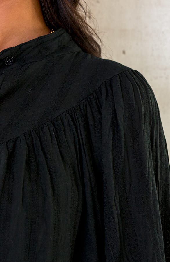 Katoenen Knopen Blouse Zwart – shoparchief, foto 6