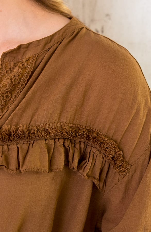 Katoenen Ruches Blouse Cognac – shoparchief, foto 10