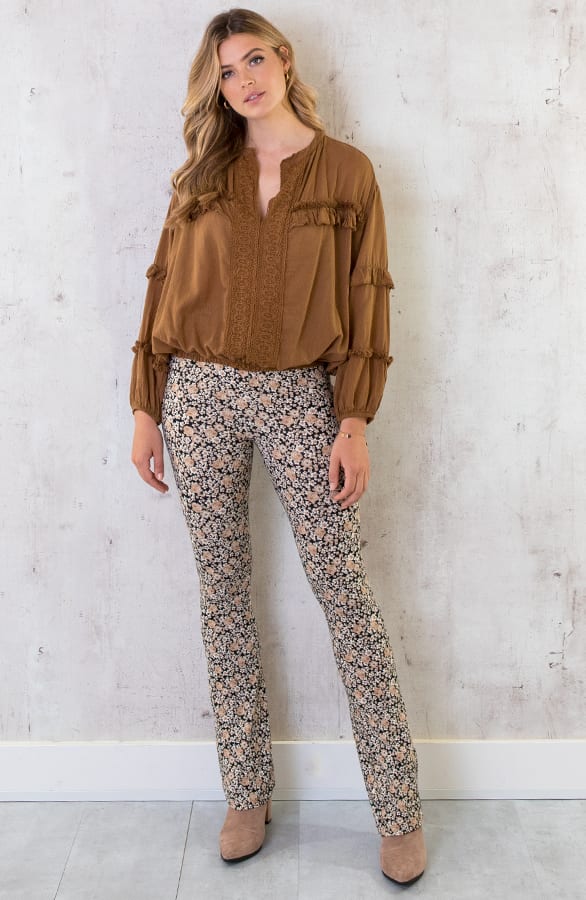 Katoenen Ruches Blouse Cognac – shoparchief, foto 9