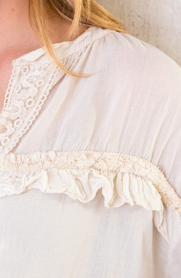 Katoenen Ruches Blouse Ecru – shoparchief, foto 8