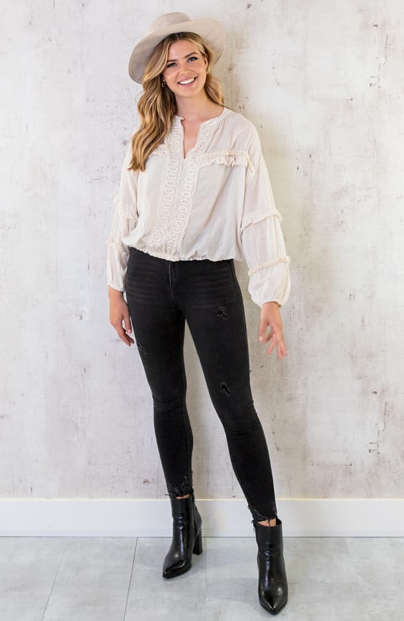 Katoenen Ruches Blouse Ecru – shoparchief, foto 9