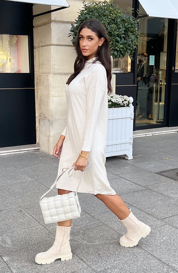 Knitted Dress Beige – shoparchief, foto 4
