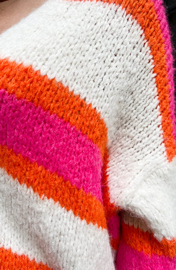 Knopen Knitted Strepen Vest Neon Roze – shoparchief, foto 8