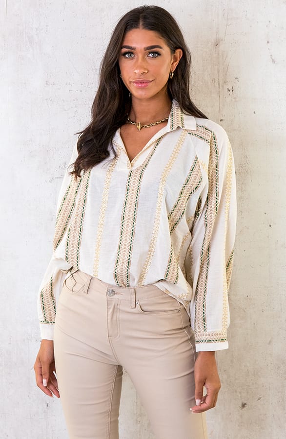 Lurex Banen Blouse Smaragdgroen – shoparchief, foto 1