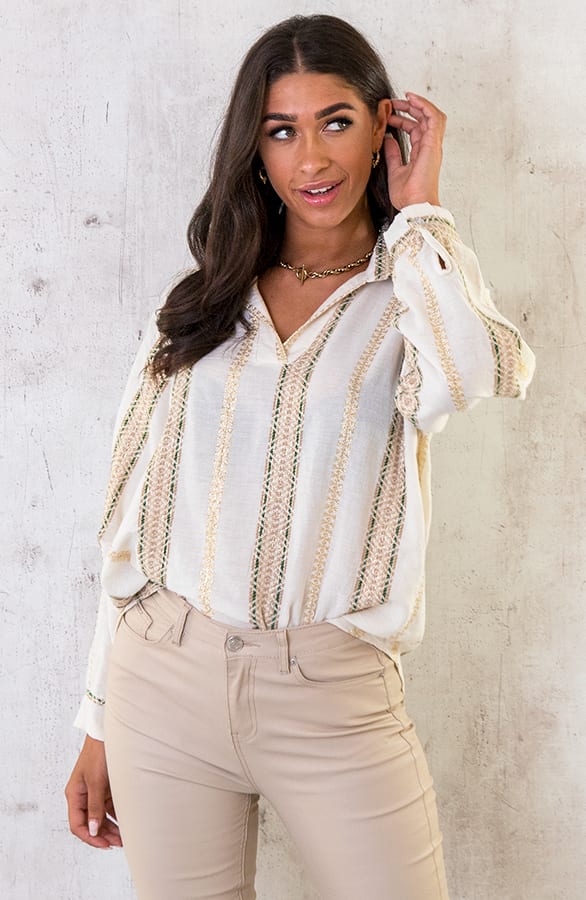 Lurex Banen Blouse Smaragdgroen – shoparchief, foto 2