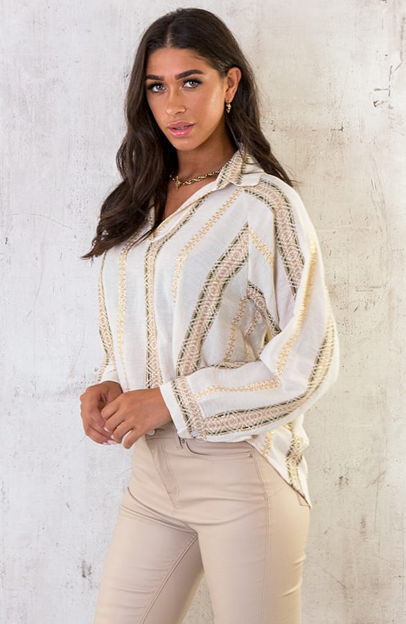 Lurex Banen Blouse Smaragdgroen – shoparchief, foto 4