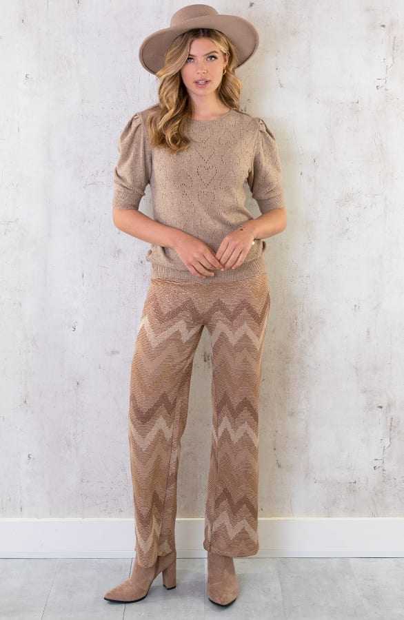 Hartjes Knitted Pofmouwen Top Taupe – shoparchief, foto 11