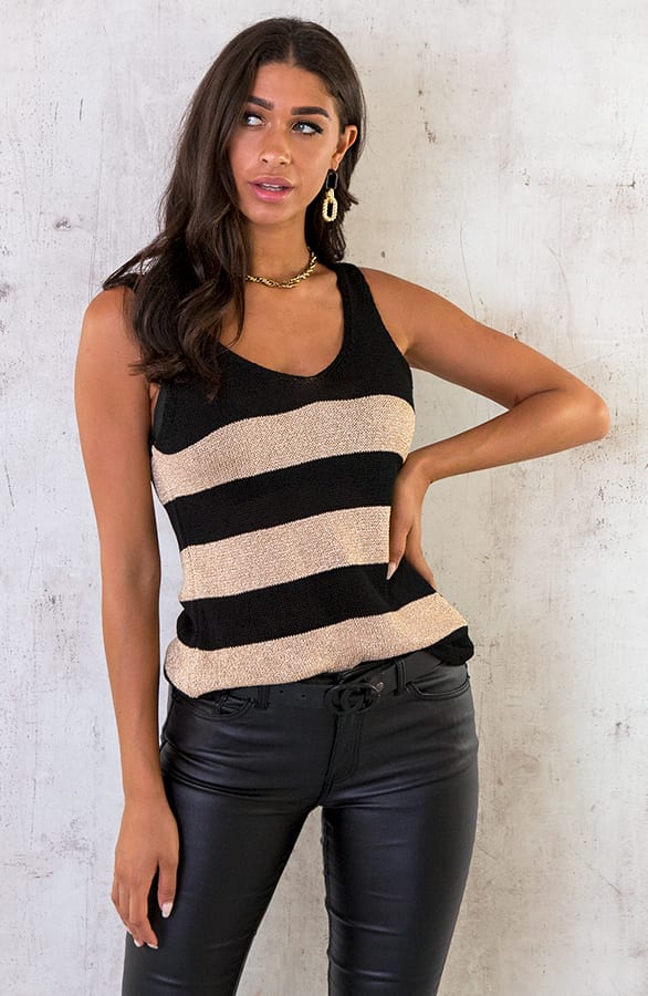 Lurex Top Gestreept Goud Black – shoparchief, foto 2