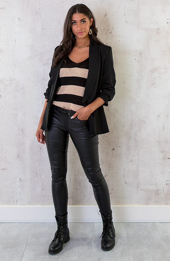 Lurex Top Gestreept Goud Black – shoparchief, foto 9