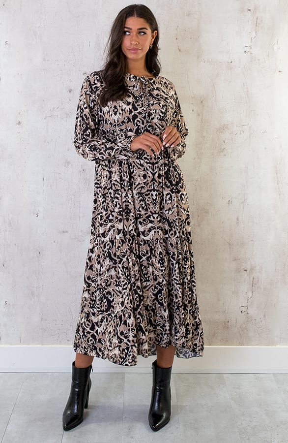 Maxikleid Deluxe Print Schwarz Beige, Shoparchiv, Foto 1