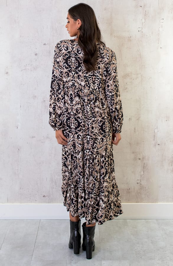 Maxikleid Deluxe Print Schwarz Beige, Shoparchiv, Foto 5