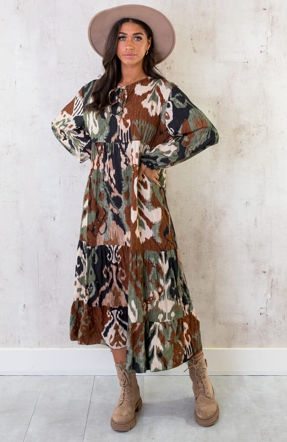 Maxi Dress Limited Print Zwart Bruin – shoparchief, foto 2