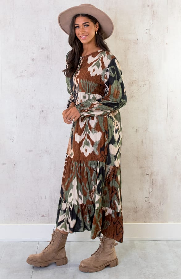 Maxi Dress Limited Print Zwart Bruin – shoparchief, foto 4