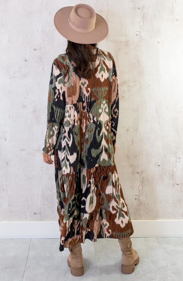 Maxi Dress Limited Print Zwart Bruin – shoparchief, foto 5