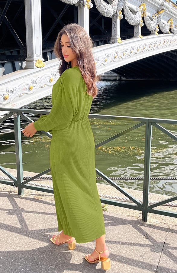 Maxi Plisse Dress Olive, Shoparchiv, Foto 5