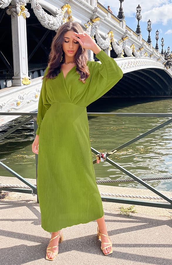 Maxi Plisse Dress Olive, Shoparchiv, Foto 2