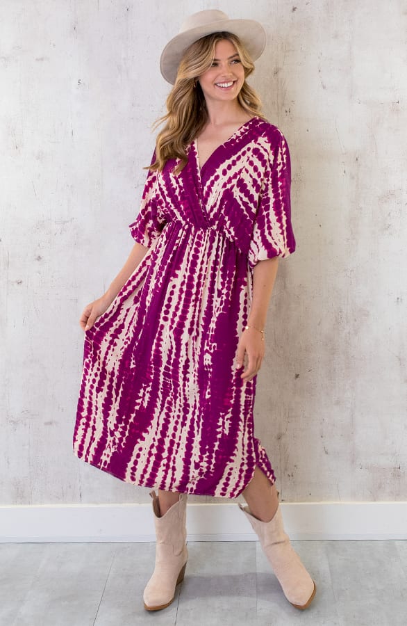 Midi Jurk Met Print Aubergine – shoparchief, foto 3