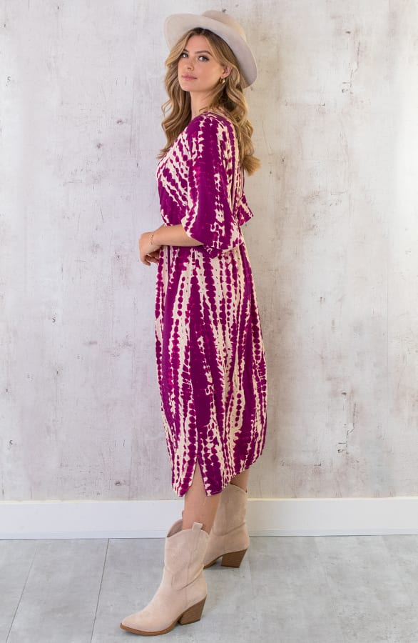 Midi Jurk Met Print Aubergine – shoparchief, foto 4