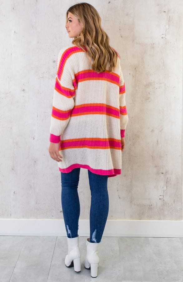 Midi Strepen Vest Fuchsia Oranje – shoparchief, foto 4