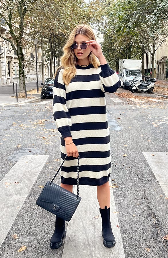 Oversized Streifen Kleid Schwarz, Shoparchiv, Foto 1