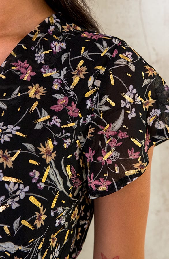 Overslag Jurk Bloemetjes Zwart – shoparchief, foto 5