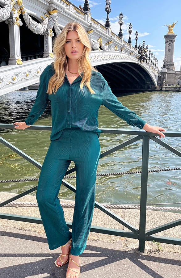 Plissé Blouse Smaragd – shoparchief, foto 2