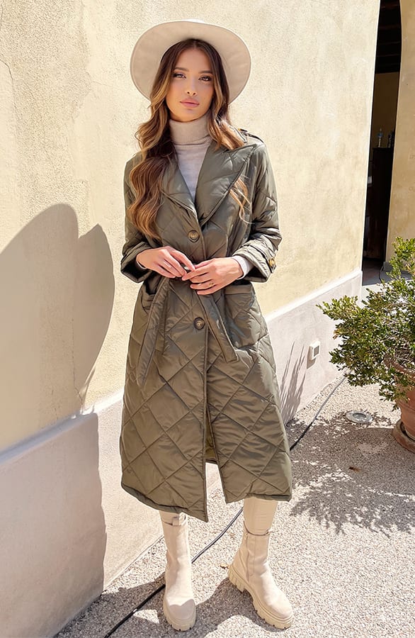Quilted Trenchcoat Army – shoparchief, foto 2