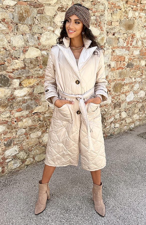 Quilted Trenchcoat Beige – shoparchief, foto 7