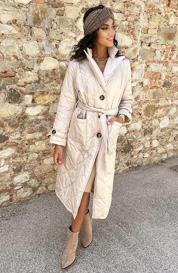 Quilted Trenchcoat Beige – shoparchief, foto 9