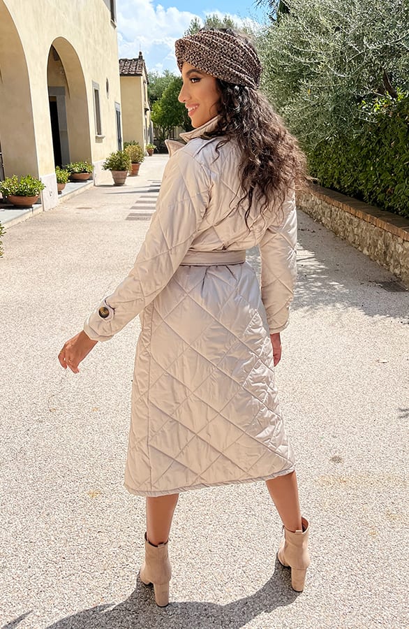 Quilted Trenchcoat Beige – shoparchief, foto 6