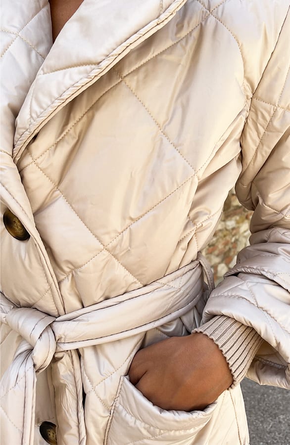 Quilted Trenchcoat Beige – shoparchief, foto 10