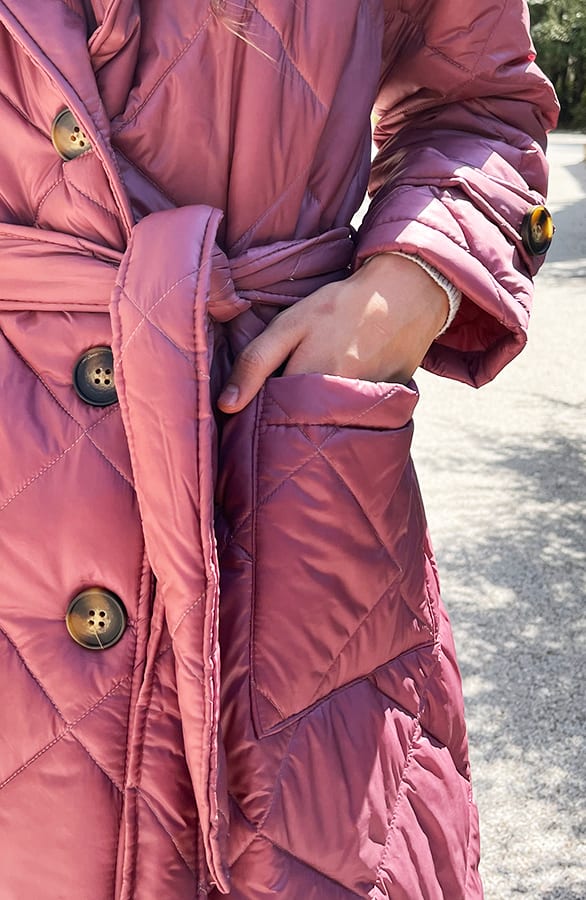 Quilted Trenchcoat Dust Pink – shoparchief, foto 4