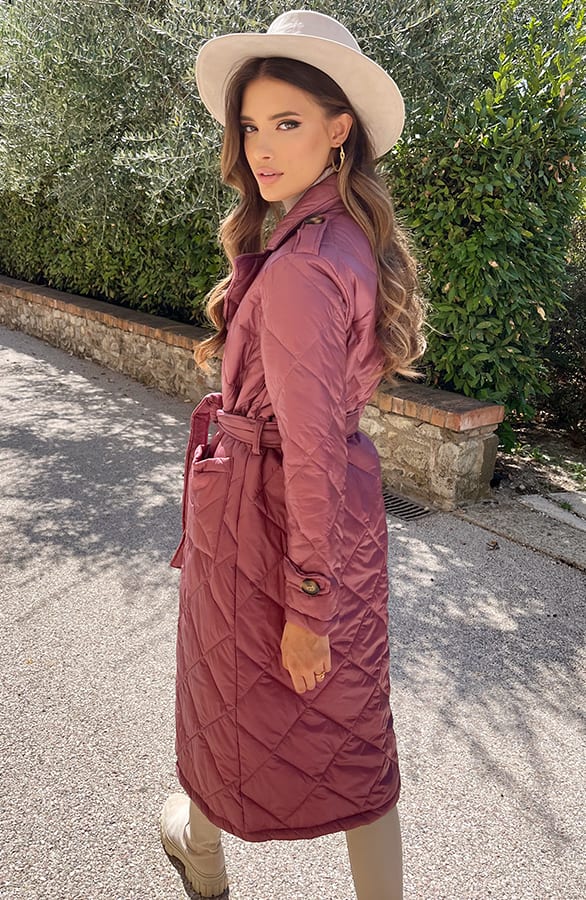 Quilted Trenchcoat Dust Pink – shoparchief, foto 6