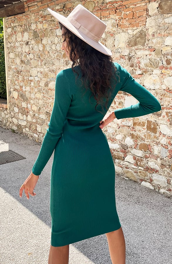 Round Neck Stretch Dress Smaragd 2 – shoparchief, foto 5