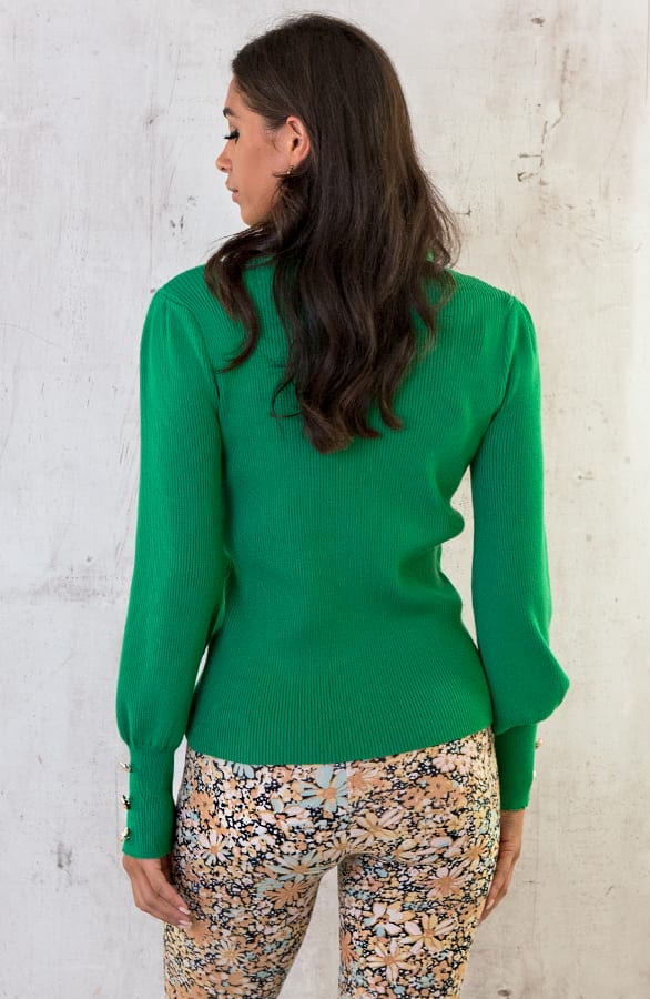 Ruffle Knopen Longsleeve Groen – shoparchief, foto 4