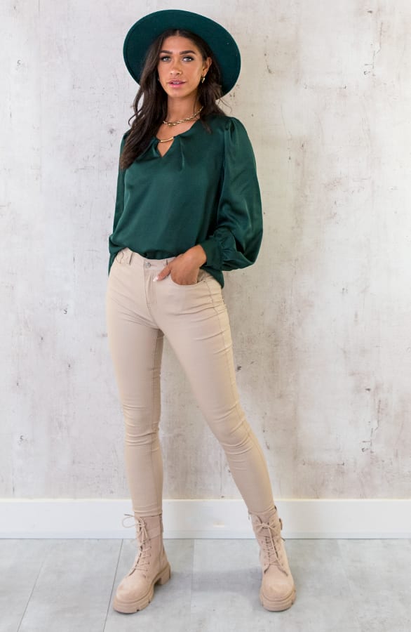 Silk Blouse Met Gouden Detail Smaragd – shoparchief, foto 6